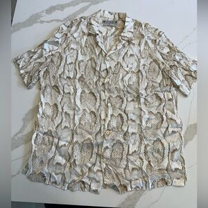 All Saints Men’s Snake Print Button-Up Shirt